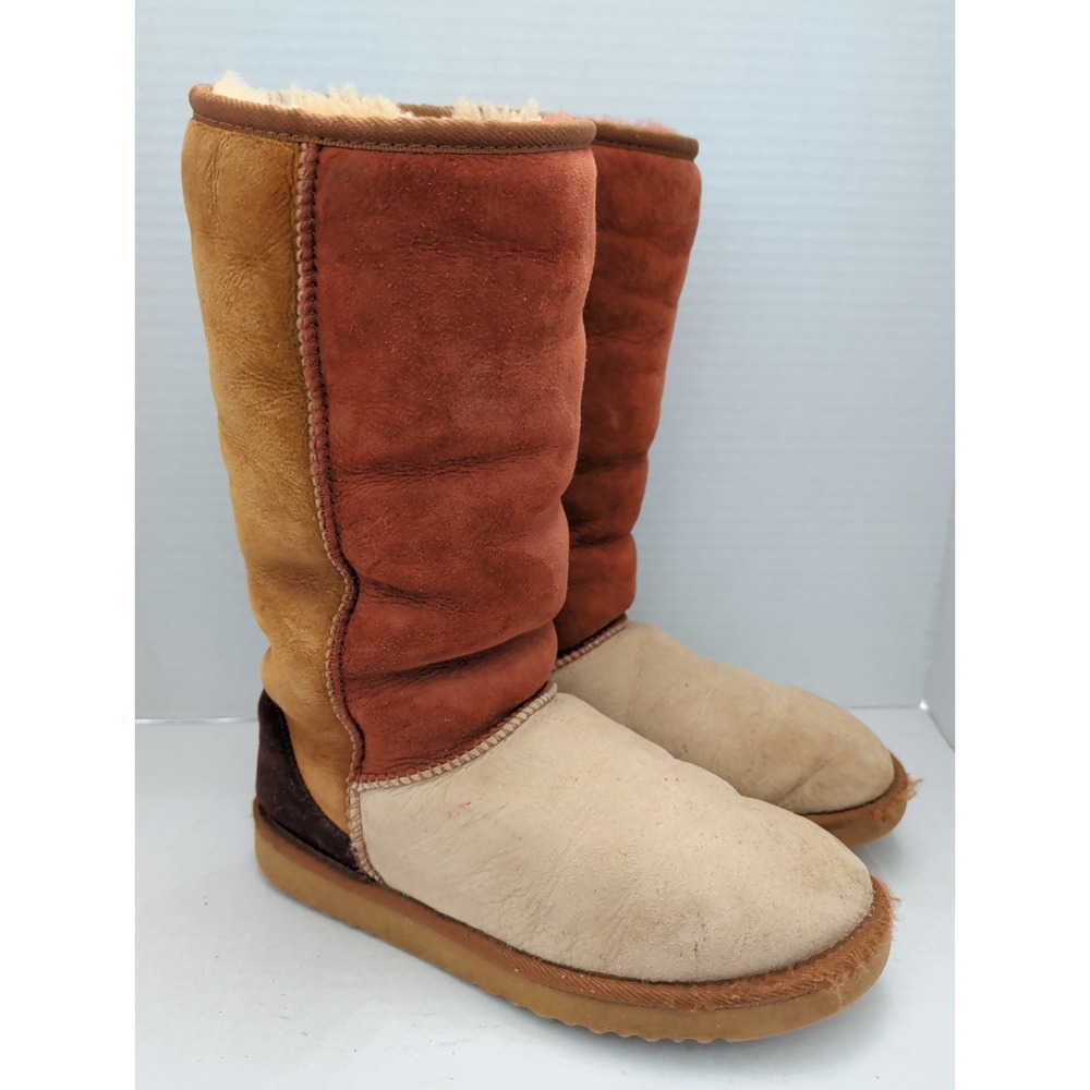 Rare Vintage Patchwork Uggs Australia Classic Tall Boots Women Size 8 Style 5818